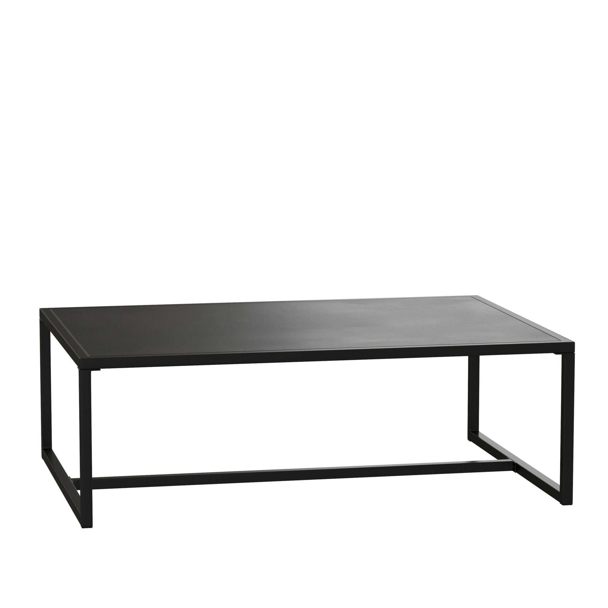 Flash Furniture, Commercial Indoor/Outdoor Steel Patio Coffee Table in Black, Table Shape Rectangle, Primary Color Black, Height 15 in, Model# XUT6R60USO1TBK